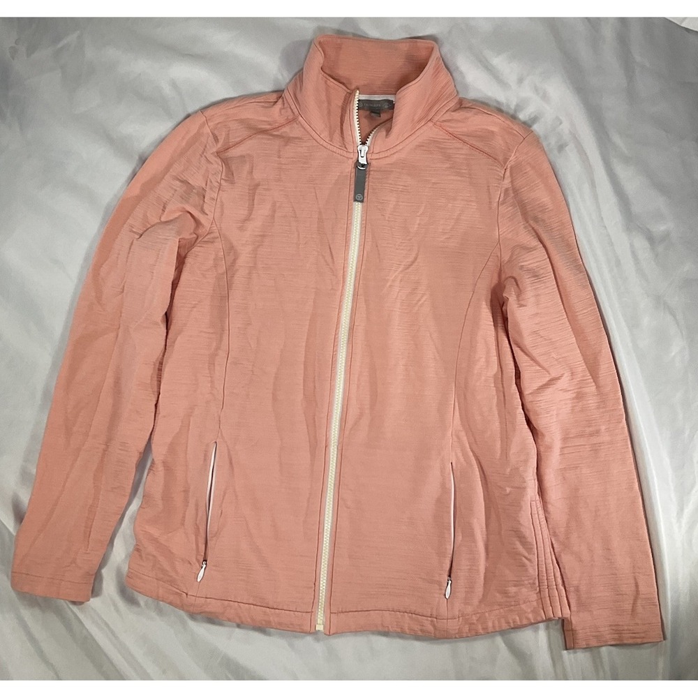 T By Talbots Performance Jacket Women's Pink Peach Full Zip Gym Preppy 405